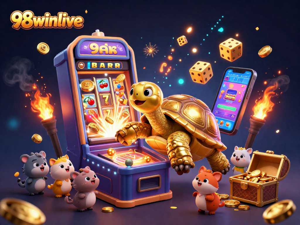 Experience thrilling games at 98winlive with vibrant casino elements and colorful characters.