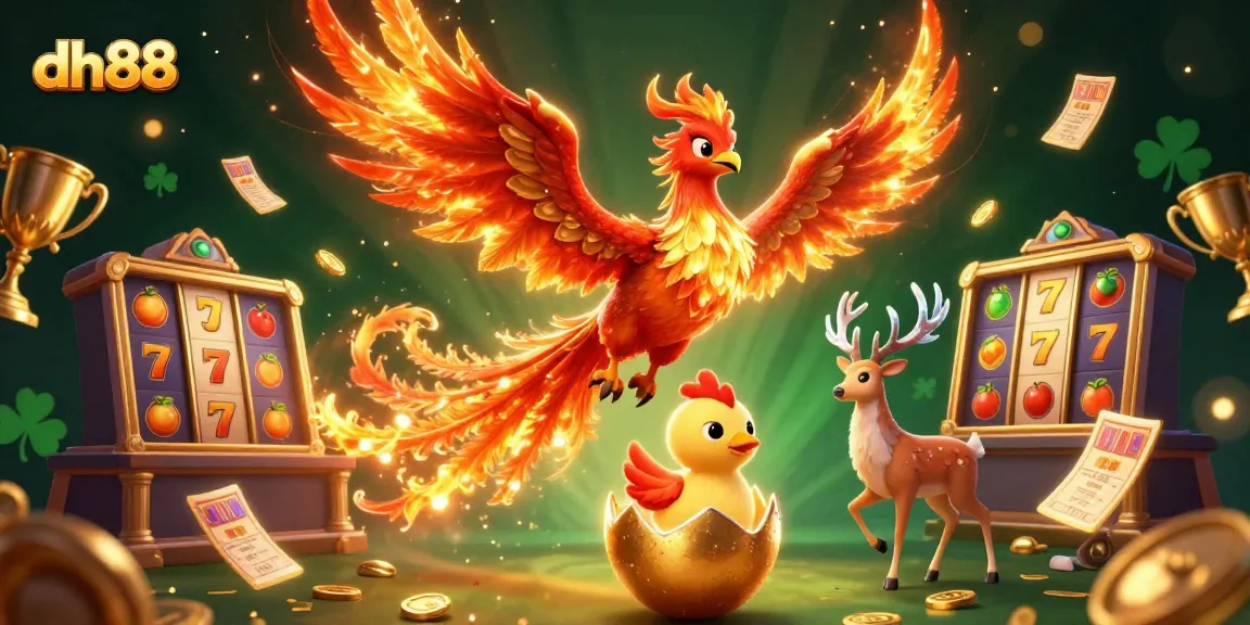 Experience thrilling slots action at dh88 with a vibrant phoenix scene depicting dynamic gaming elements.