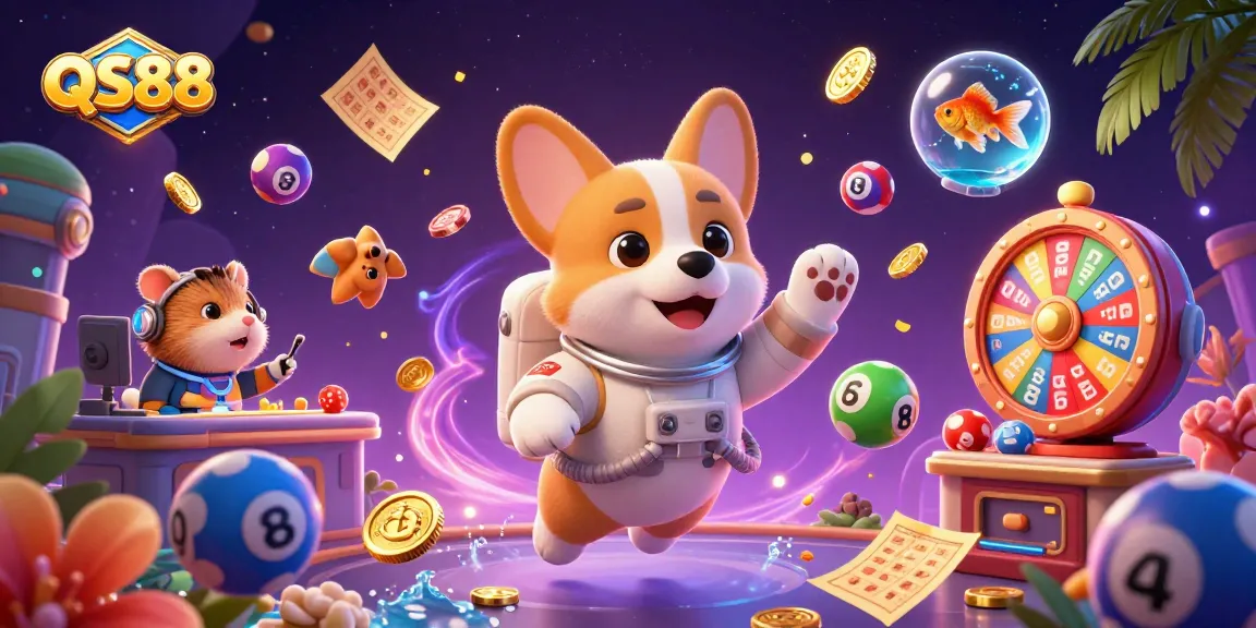Experience thrilling gaming action at QS88 with a vibrant scene filled with fun casino elements.