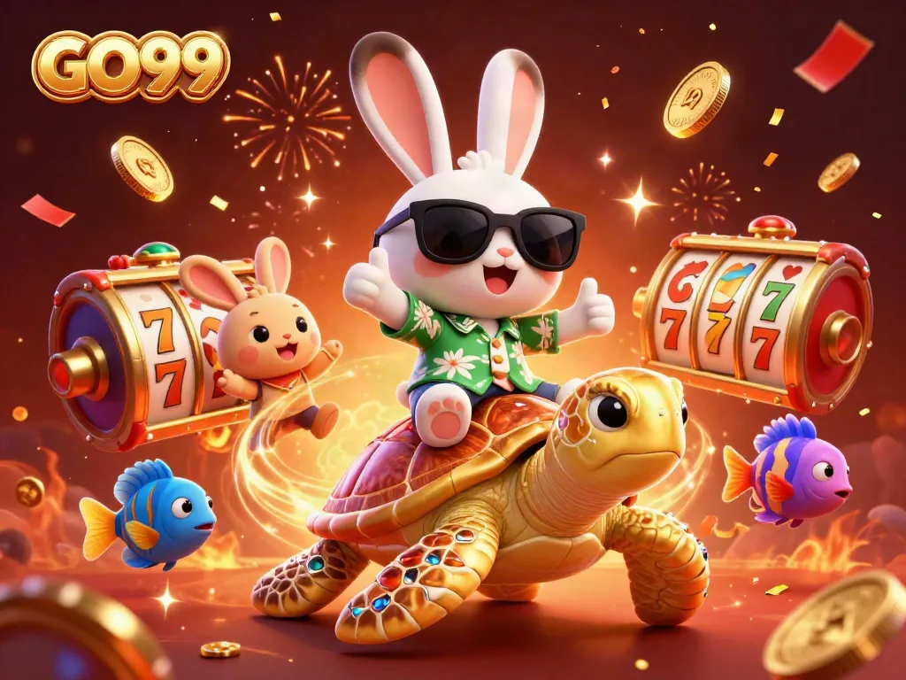 Experience the thrill with GO99 in this vibrant 3D casino scene of adventure.
