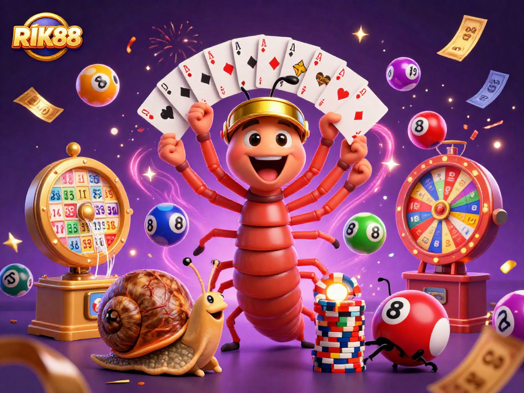 Spin the excitement at RIK88 with our animated dealer and vibrant gambling elements!