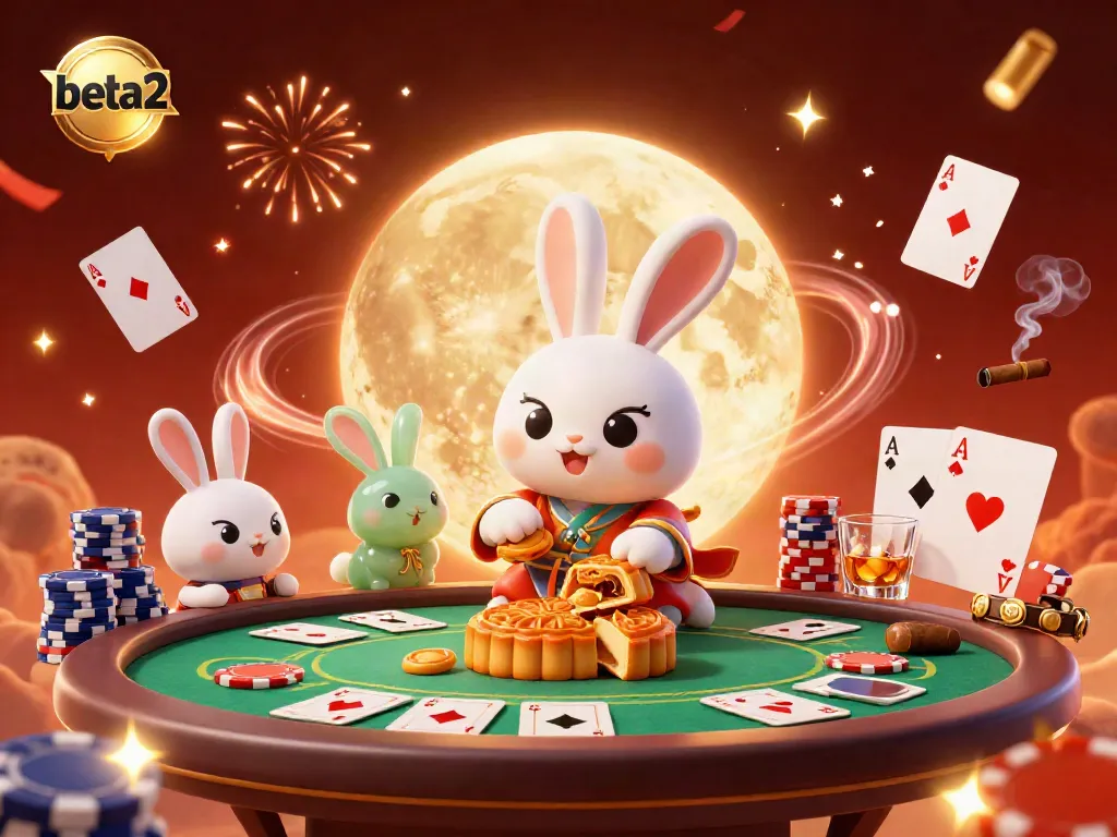 Play exciting games on beta2 with a vibrant scene of a moon rabbit at a casino.