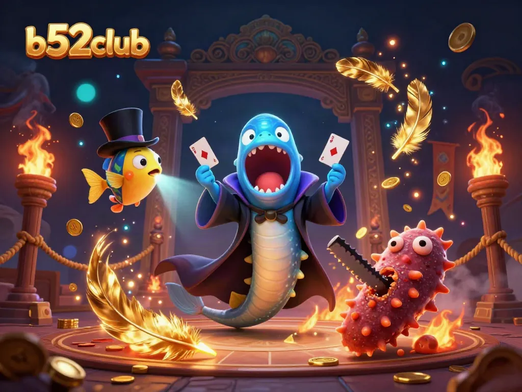 Experience thrilling gameplay with b52club featuring a magical underwater scene of card tricks and vibrant elements.