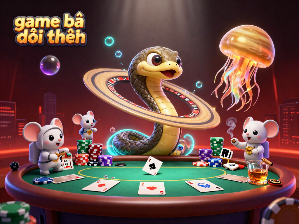 Experience game bài đổi thưởng with immersive 3D casino artwork featuring roulette and poker elements.