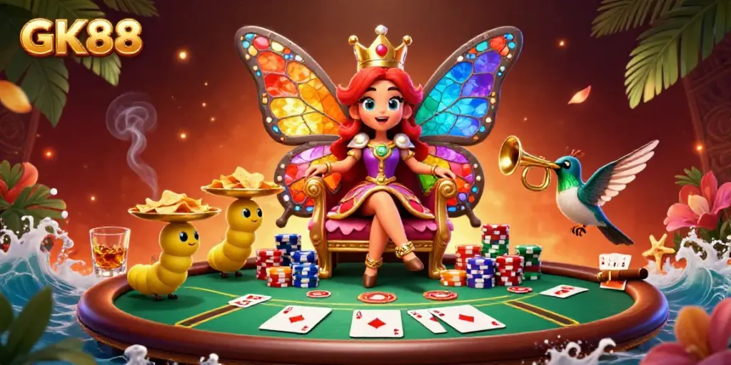 Experience thrilling poker moments at GK88 with a vibrant casino scene full of excitement and dynamic visuals.
