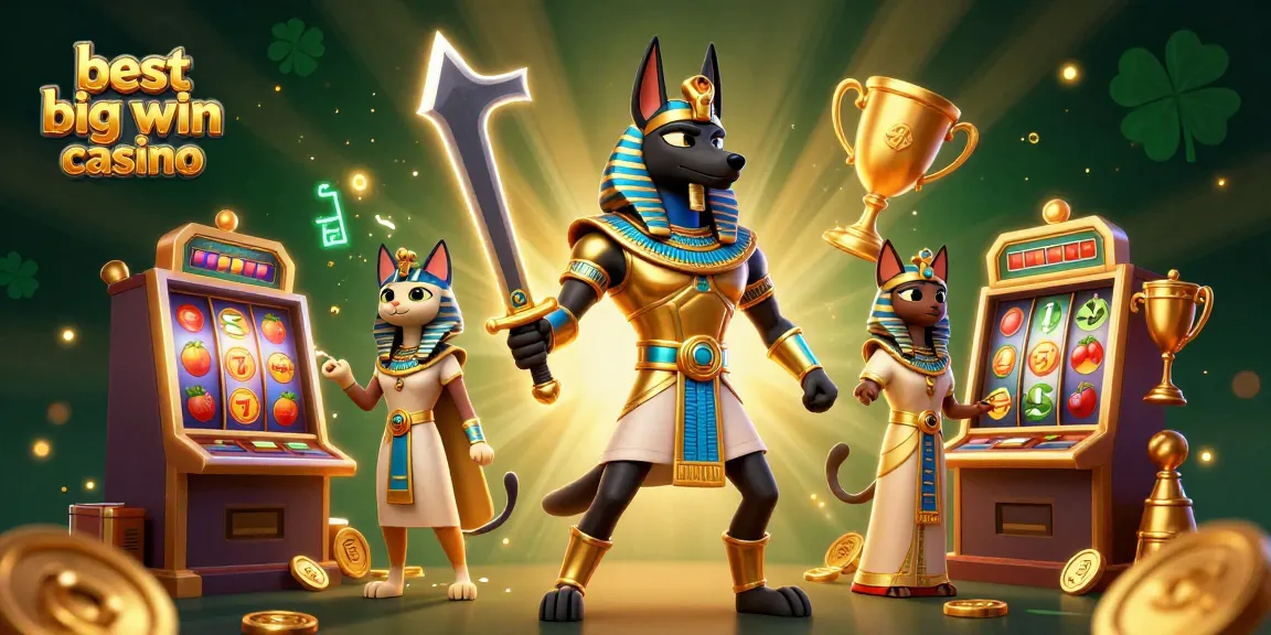 Experience the thrill at the best big win casino with Anubis and Bastet amidst dynamic slot machines.