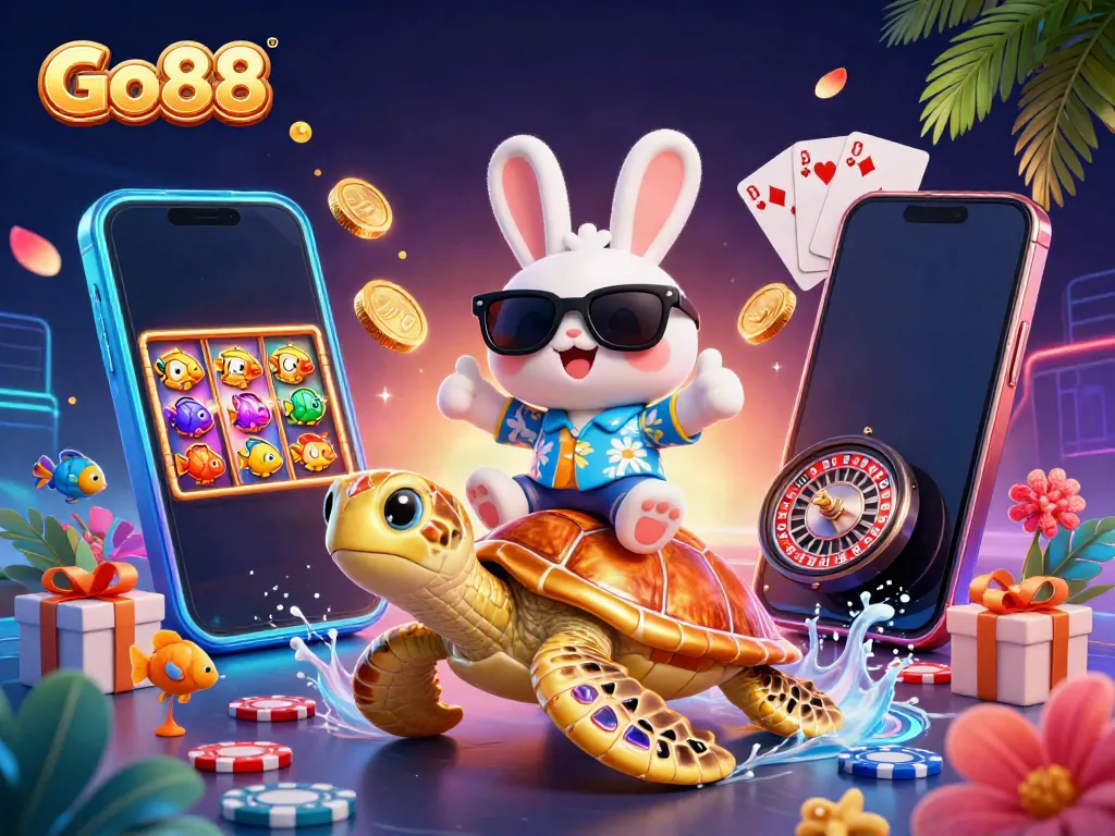 Play engaging casino games at Go88 with vibrant characters and dynamic elements.