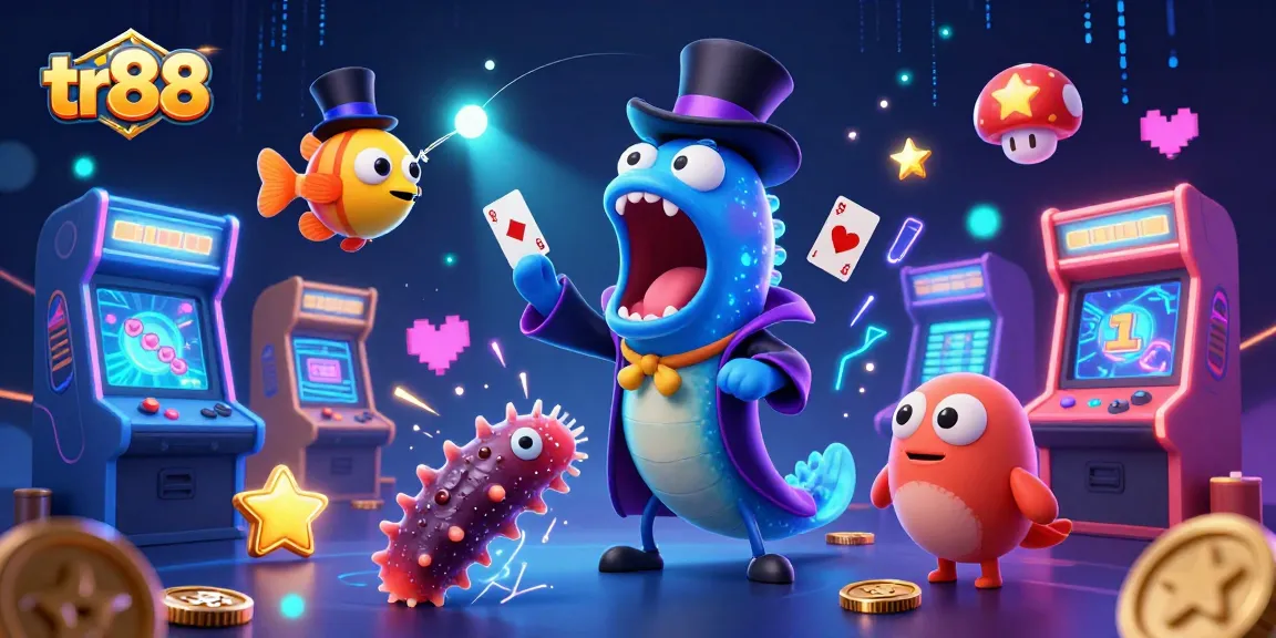 Experience thrilling card tricks with tr88 featuring animated sea creatures in a vibrant casino setting.