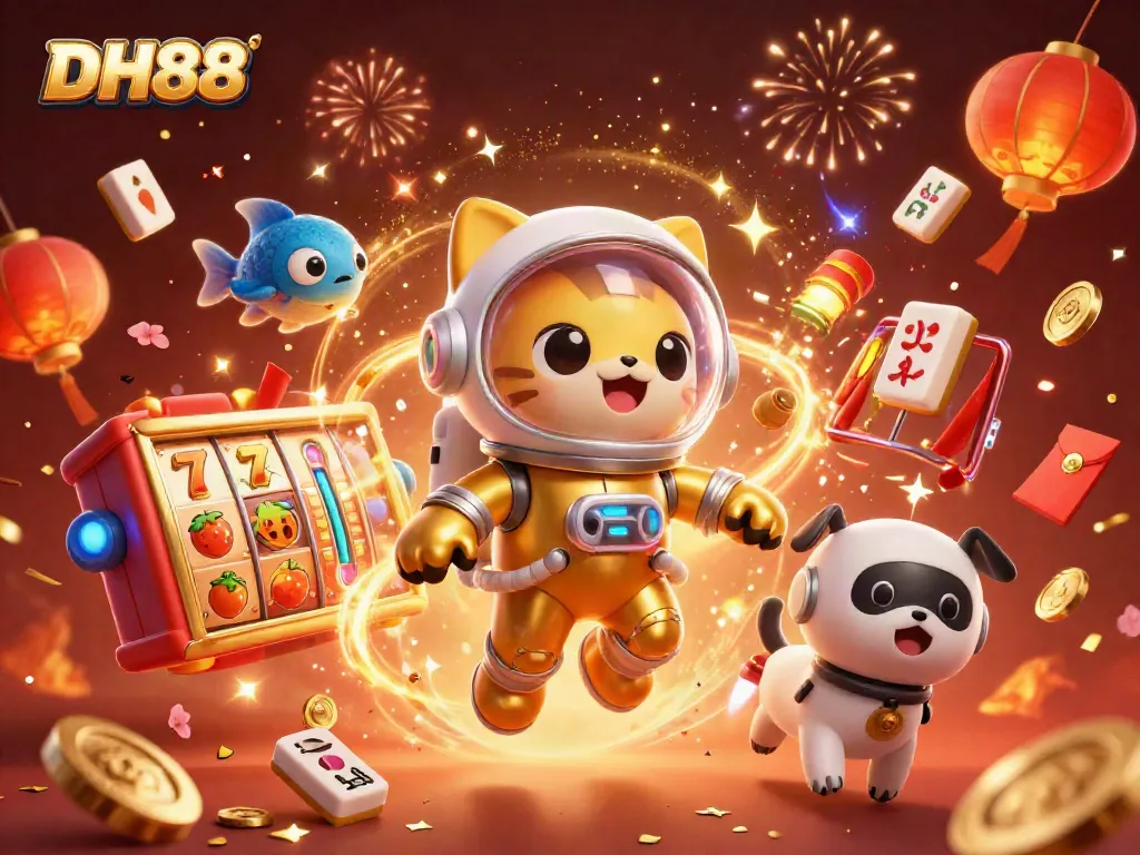 Engage with the thrilling DH88 game experience in this vibrant cosmic casino scene.