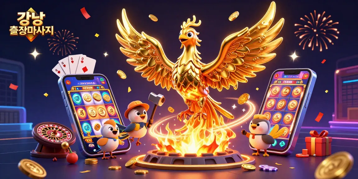 Experience intense gaming with 강남출장마사지 featuring golden coins and vibrant slot machines.