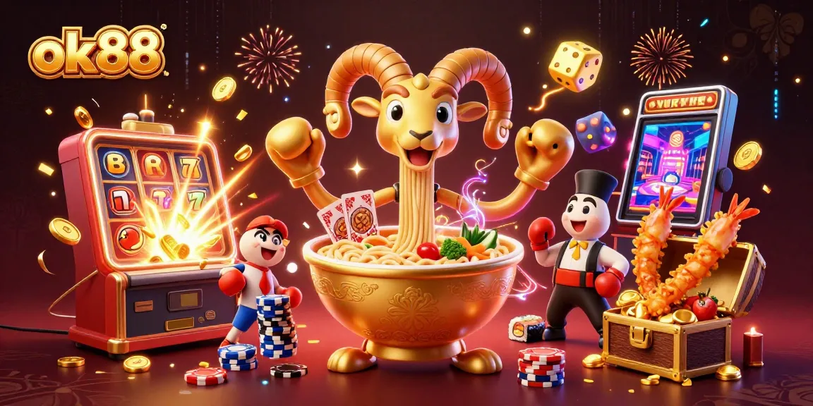 Engage with the vibrant casino world of ok88 in this dynamic 3D illustration showcasing exciting gaming elements.
