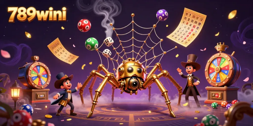 Engage with the exciting world of 789winii as a steampunk spider weaves a web of fortune.