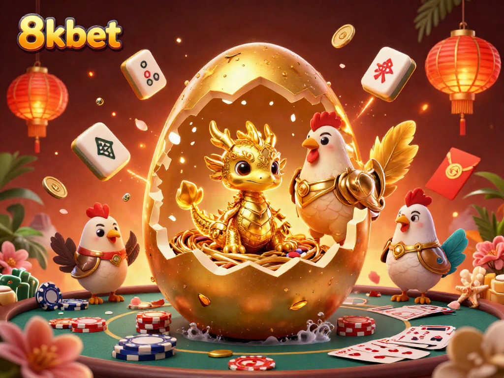 Experience the excitement of 8kbet as a golden dragon makes its debut amid vibrant casino visuals.