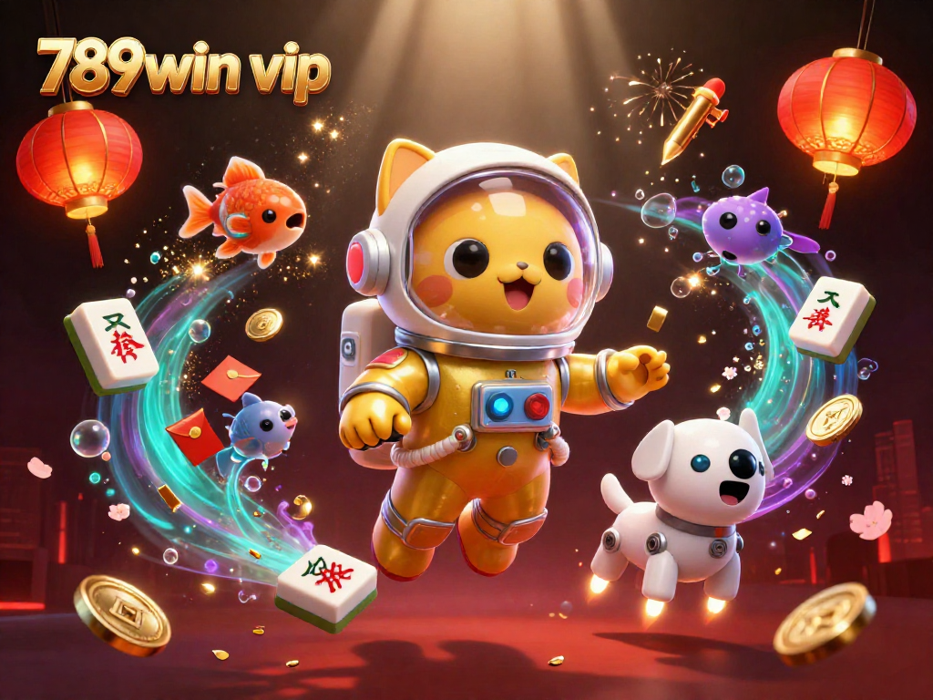 Experience the thrilling 789win vip casino action with a golden astronaut cat event amidst stunning visuals.