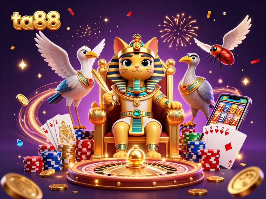 Experience excitement at ta88 with vibrant casino elements in a dynamic 3D illustration.