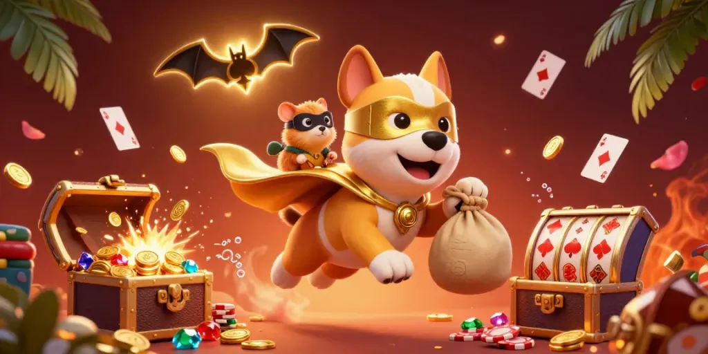 Experience the thrilling world of MU88 COM with our cartoon superhero and vibrant casino game elements.