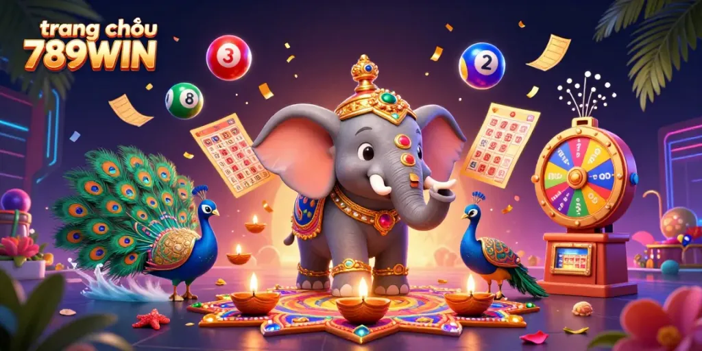 Engage with the vibrant world of trang chủ 789WIN featuring colorful lottery elements and dynamic casino visuals.