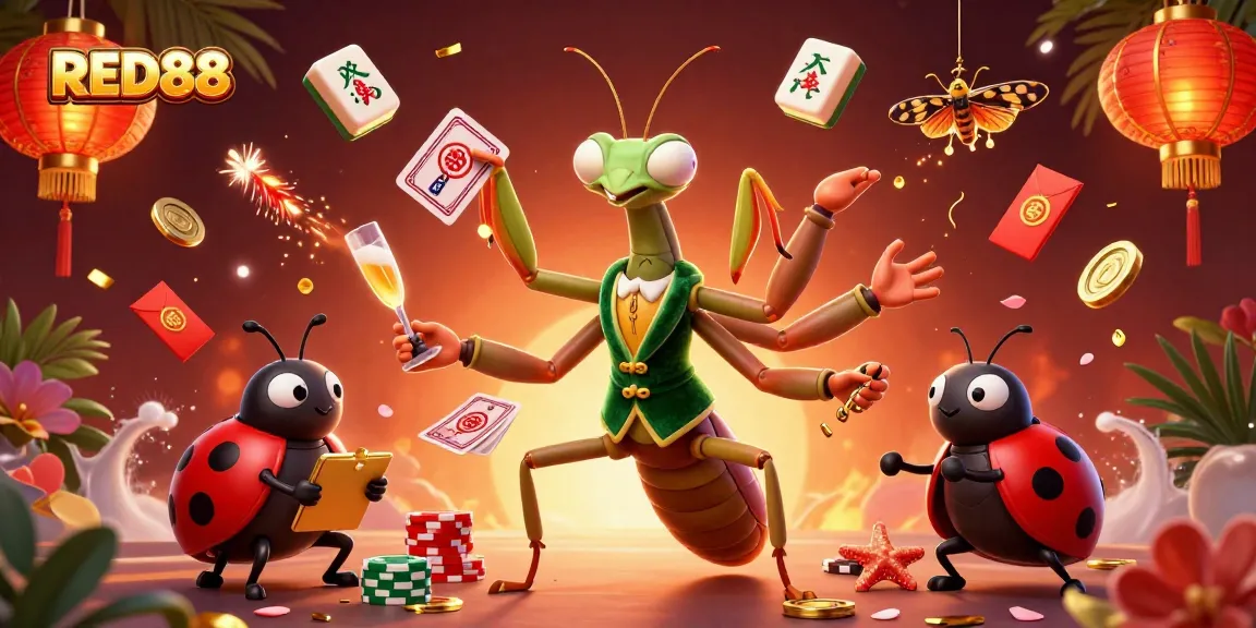 Join the excitement at RED88 with vibrant 3D casino characters and festive gaming elements.