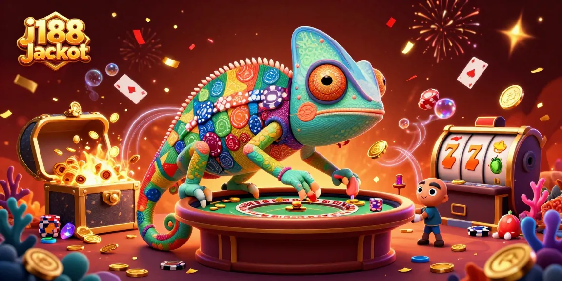 Experience thrilling wins with j188 jackpot in an ultra-detailed casino illustration filled with vibrant colors and excitement.