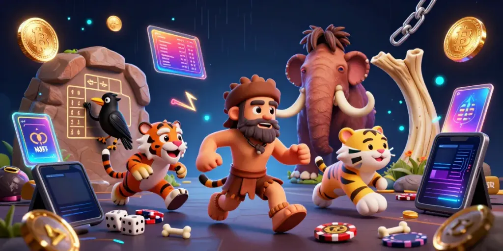 Experience the thrilling casino action at tt8868 with a cartoon caveman and a sabertooth tiger duo.