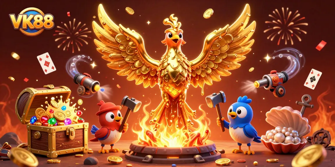 Bet on VK88 and win big with the golden phoenix at a vibrant casino adventure.