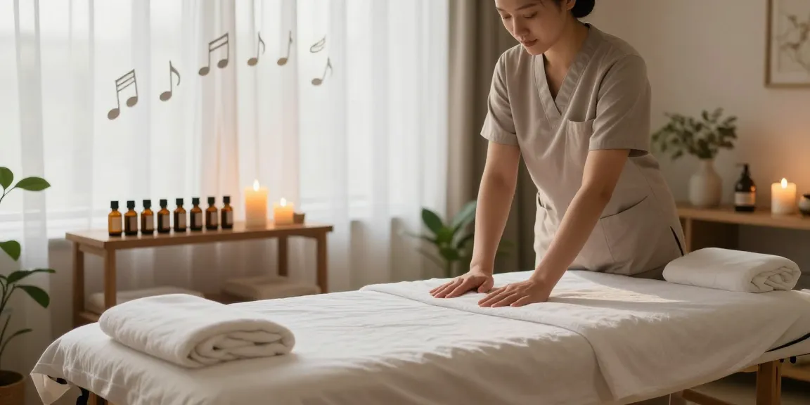Rejuvenating 종로출장안마 massage therapy setting with essential oils, calming lights, and inviting atmosphere.