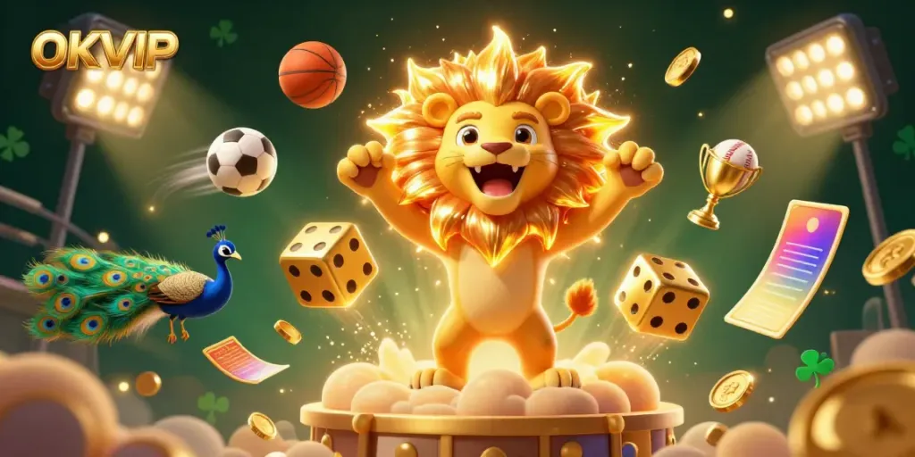 OKVIP brings thrilling sports betting excitement with rich visuals of dynamic gaming elements and a vibrant scene.