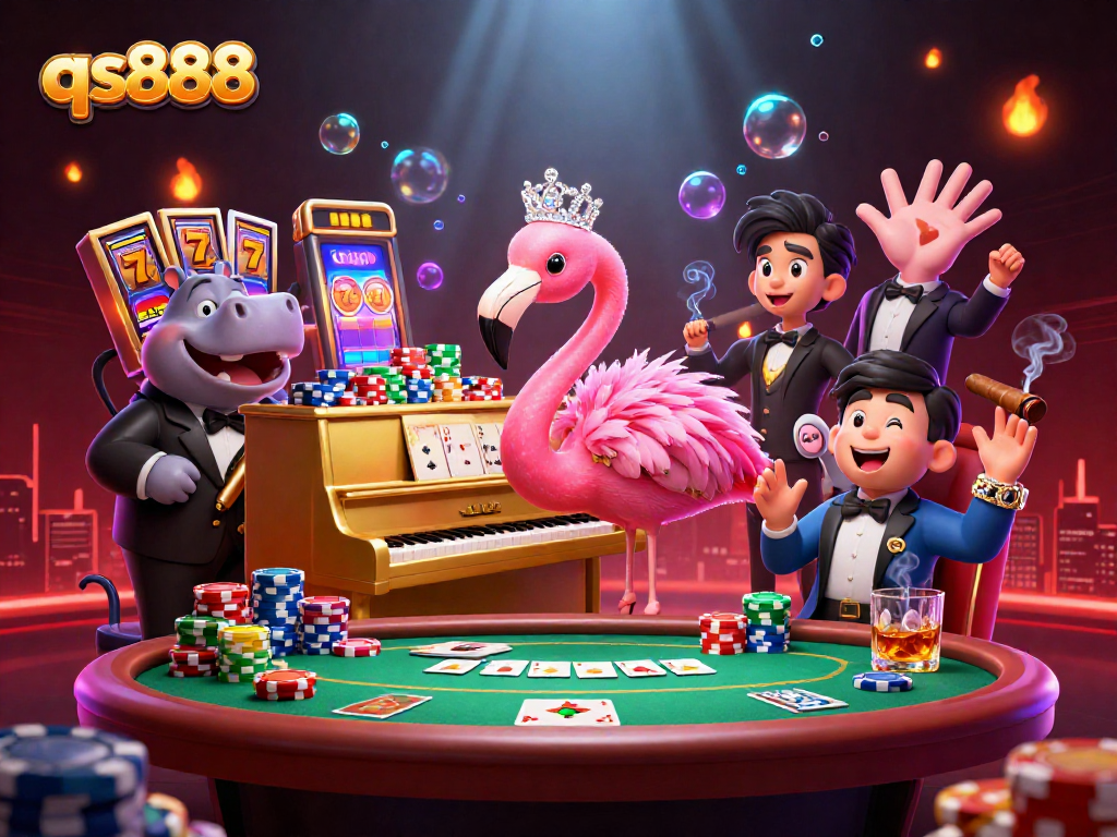 Experience excitement at qs888 casino with vibrant gaming elements and lively characters.