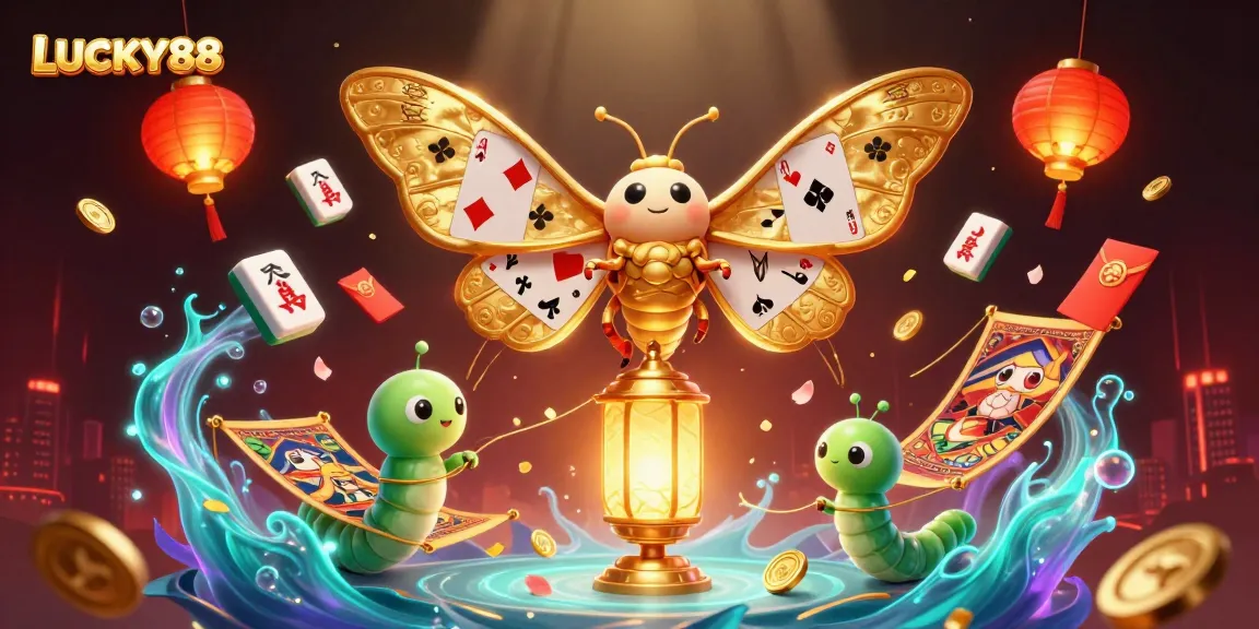 Experience the world of LUCKY88 with vibrant casino-themed 3D illustration showcasing card games and golden elements.