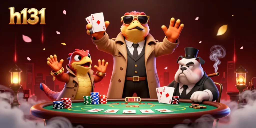 Three raptors in a trench coat trying to sneak into a VIP casino, showcasing h131 elements.