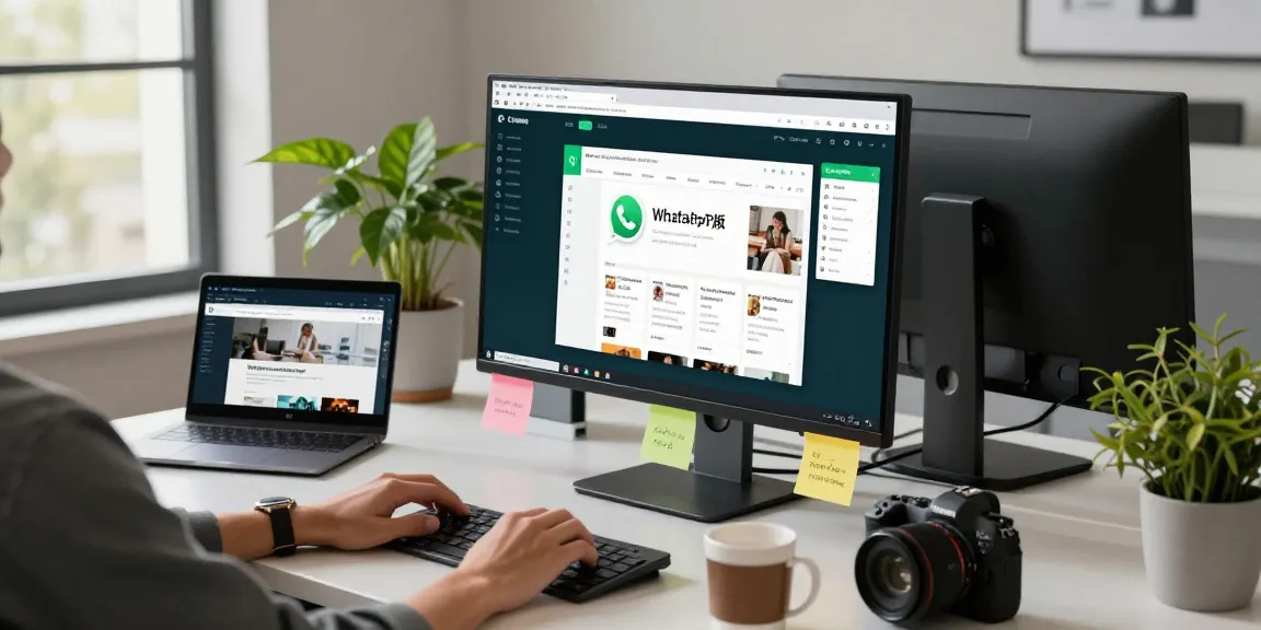 Engaging workspace with a user accessing WhatsApp電腦版 features on a desktop for productivity.