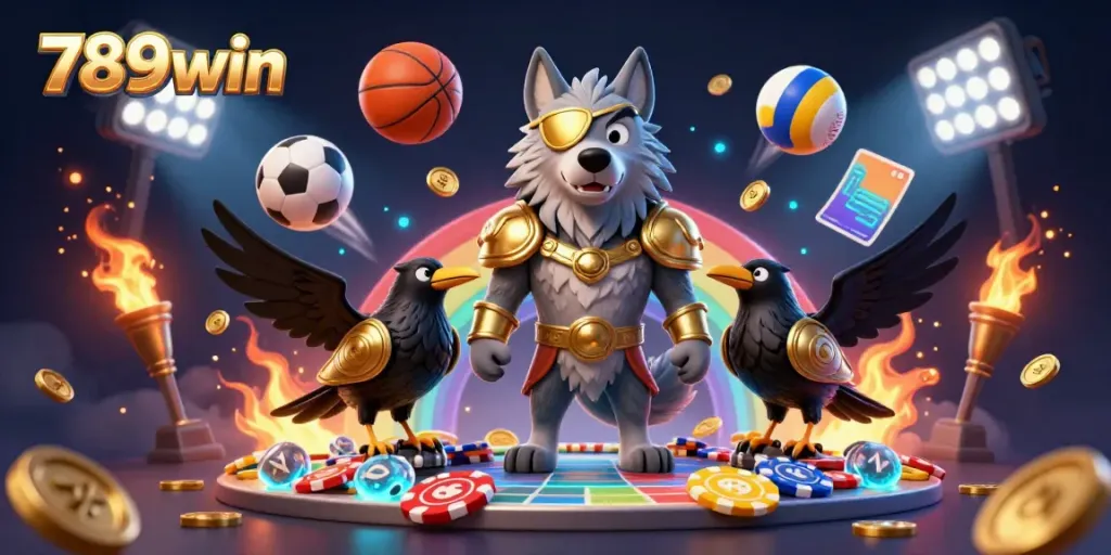 Experience the thrilling world of 789win with a Norse-themed casino scene featuring dynamic sports elements.