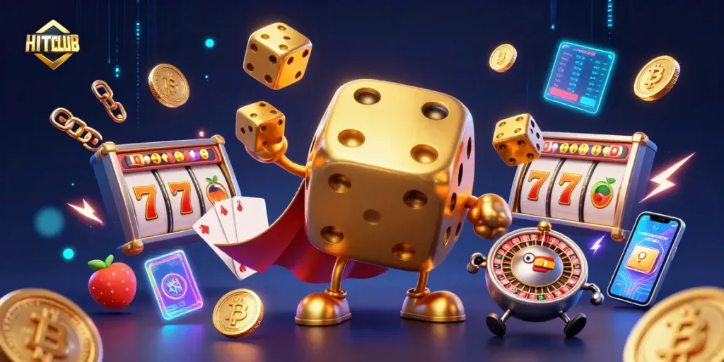 Hitclub offers thrilling slot experiences with vibrant jackpot visuals and golden dice action.