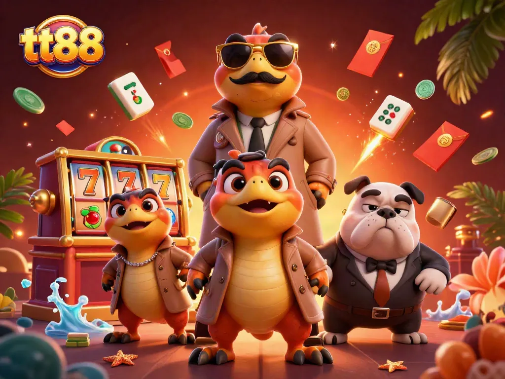 Watch the tt88 raptors sneak into the casino lounge, with vibrant elements depicting the excitement of gaming.