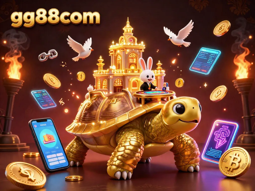 Experience winning strategies at gg88com with a vibrant 3D casino scene featuring unique characters and elements.