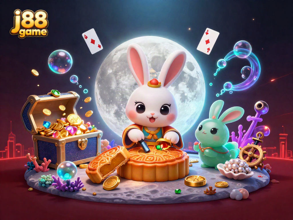 Experience excitement with j88 game through vibrant cartoon scene showcasing elements of fun and luck.