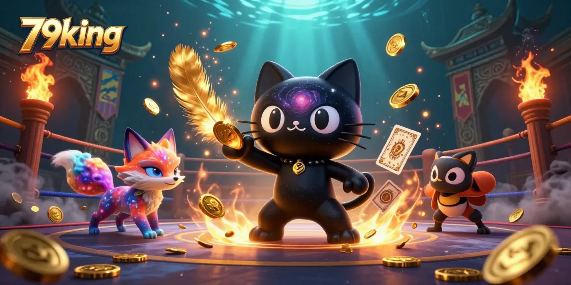 Engage with 79king's cosmic casino experience featuring a black hole cat and a nebula fox.