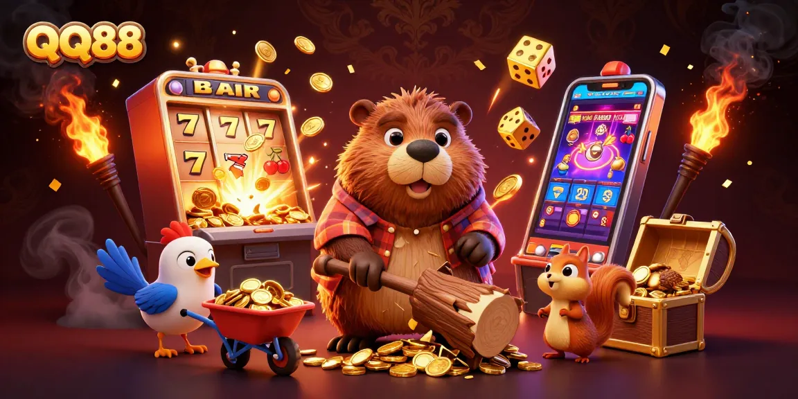 Experience the thrill of QQ88 with vibrant characters amidst an exciting casino scene full of rewards and surprises!