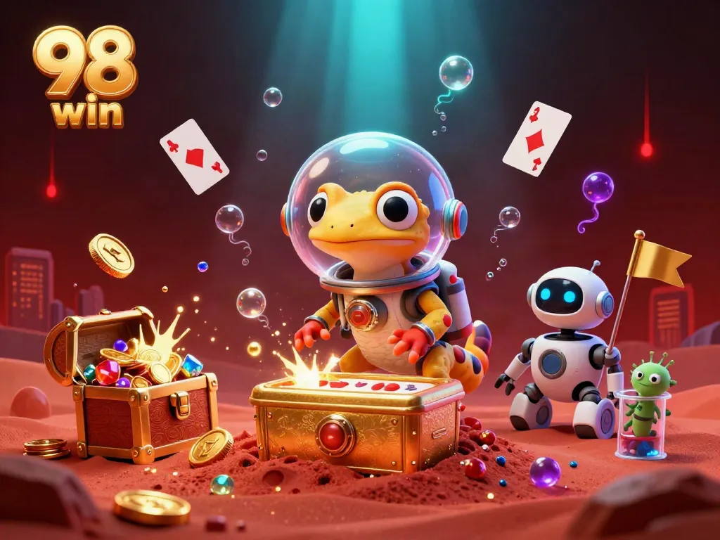 Experience the excitement of 98 win in a vibrant casino adventure under alien sands.