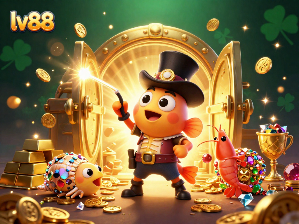 Experience the thrill of lv88 as an anglerfish wins golden coins amidst shimmering treasures.