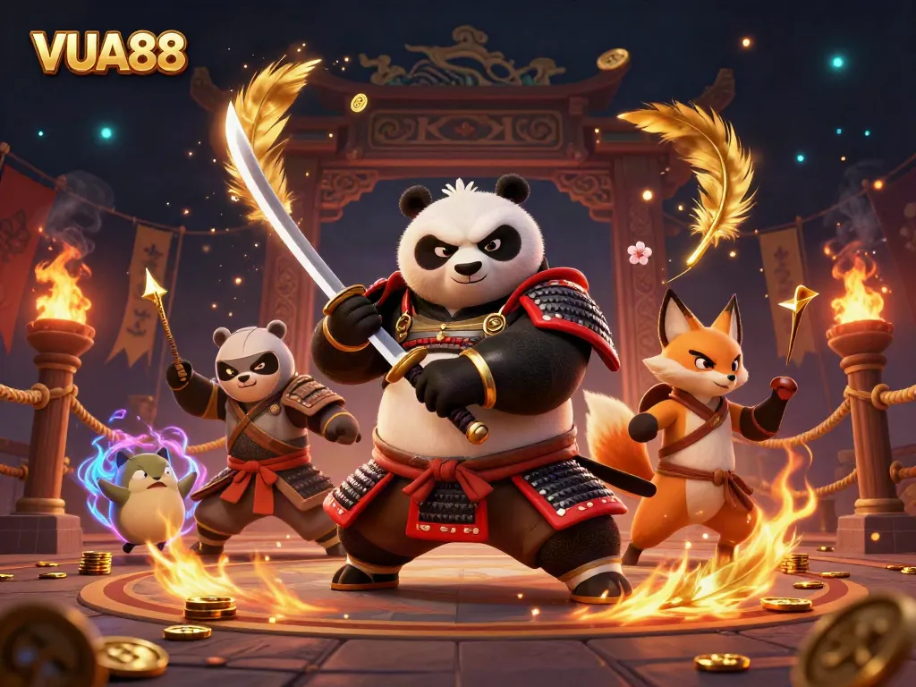 Engage with VUA88 in a vibrant 3D illustration showcasing a spirited casino adventure.