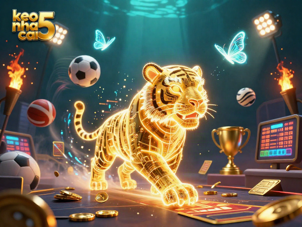 Engage with keo nha cai 5 in an ultra-detailed digital sports betting casino scene.