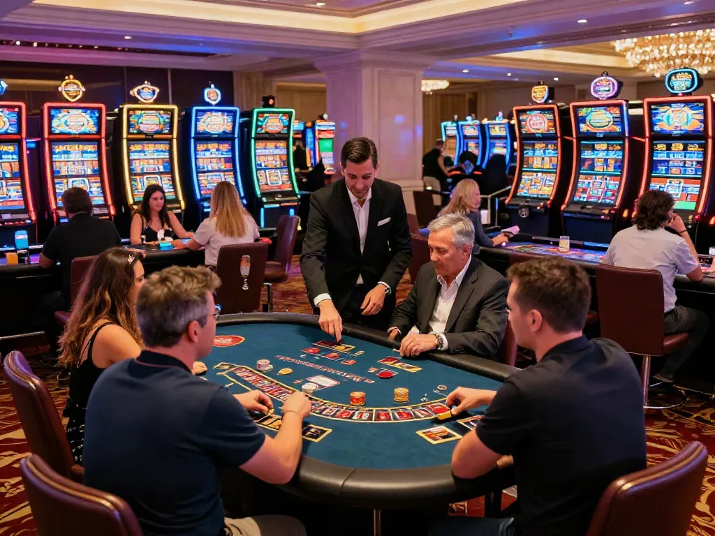 Spelers genieten van hun tijd bij Kentastic Casino met tafelspellen en een levendige sfeer.