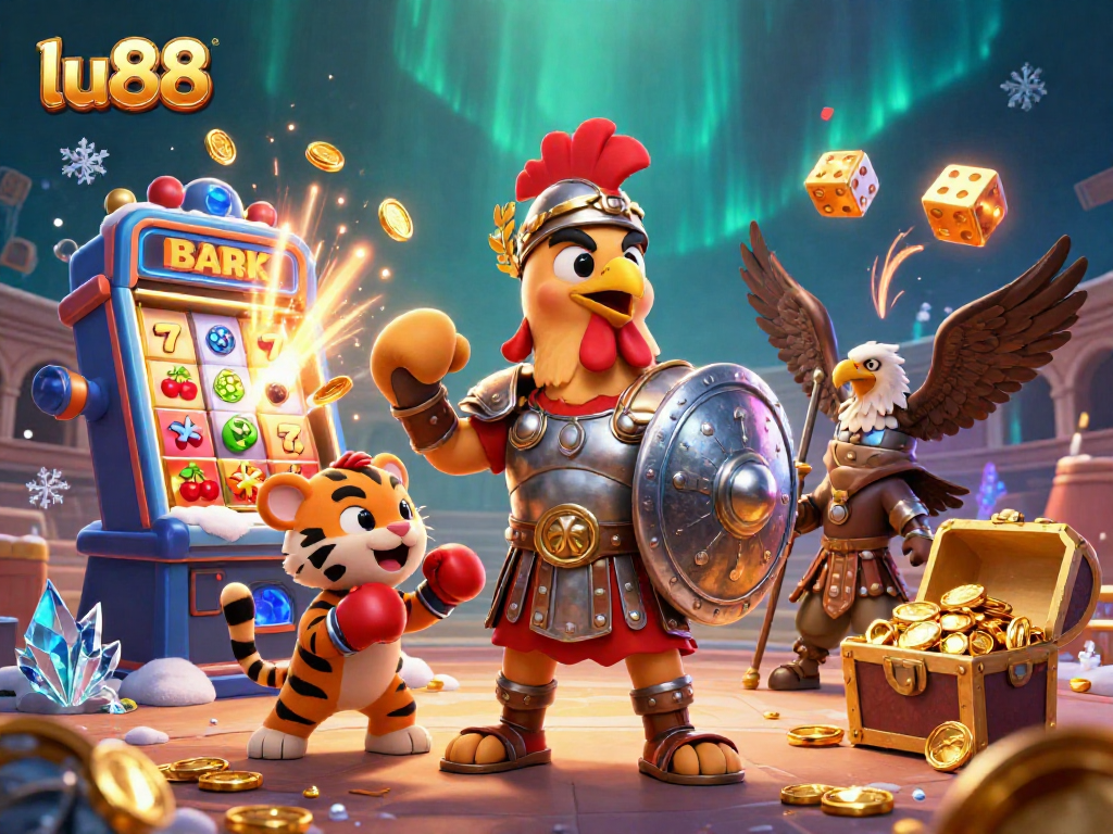 Experience the excitement of the lu88 casino world with a vibrant illustration showcasing dynamic gaming elements.