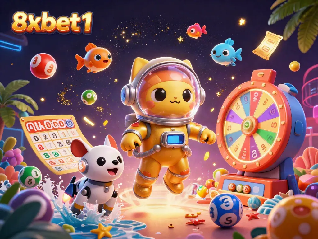 Win exciting prizes at 8xbet1 with colorful lottery games highlighting vibrant activities.