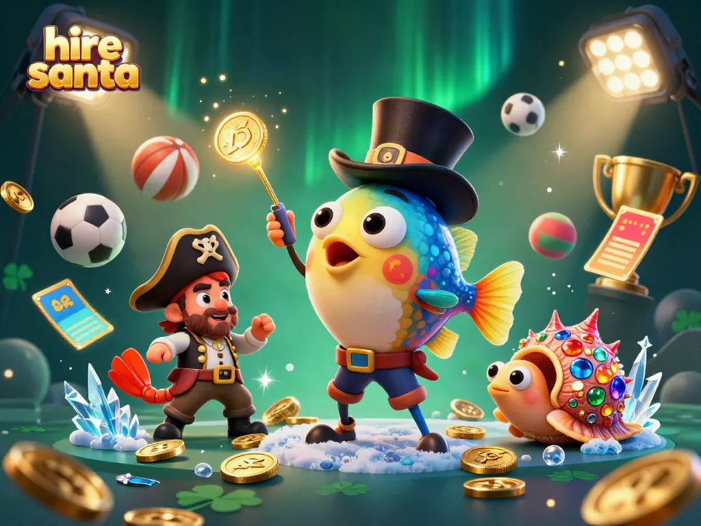 Hire Santa as festive fun, pairing unique characters in a dynamic casino scene with golden coins.