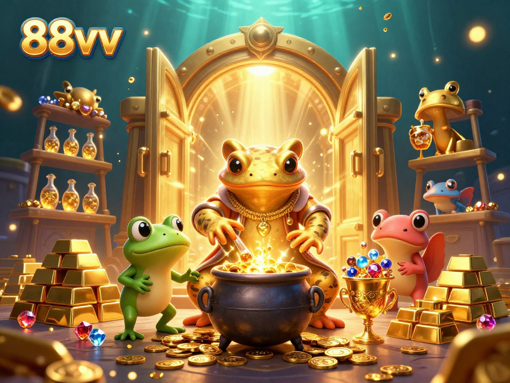 88vv showcases a lively 3D illustration of a golden salamander alchemist creating winning gold coins.