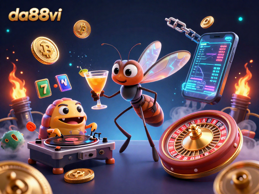 da88vi showcases vibrant 3D casino graphics with unique characters engaging in gaming action