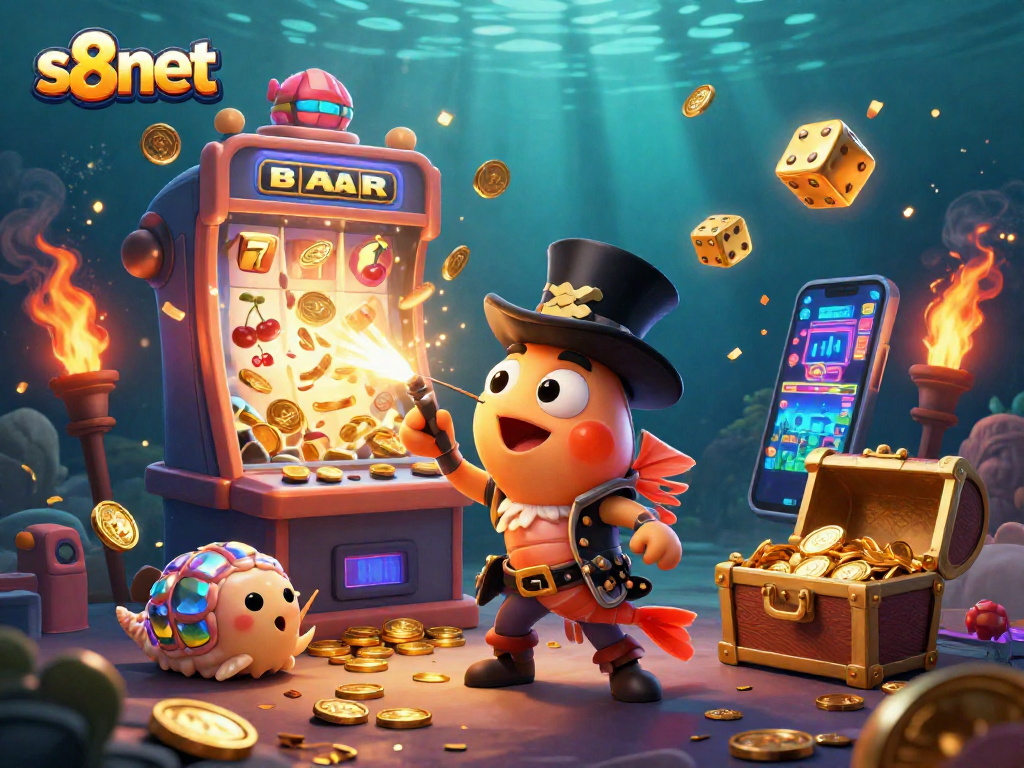 Experience thrilling wins at s8net with a vibrant slot game scene featuring colorful characters.