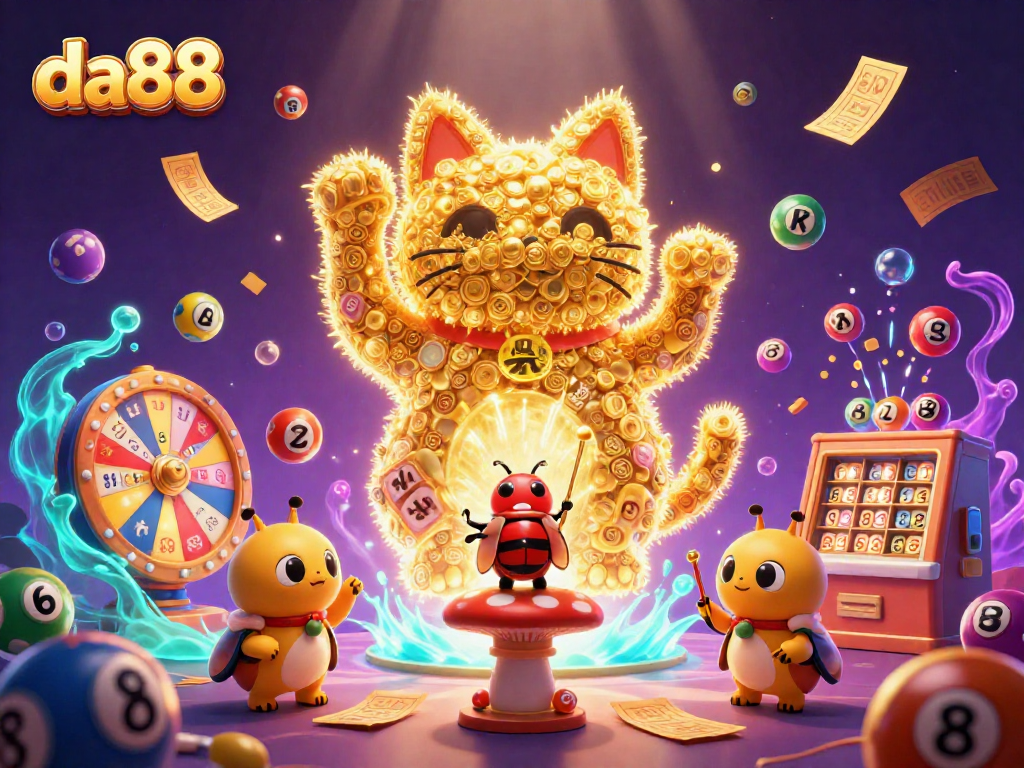 Experience da88's thrilling lottery adventure with vibrant fireflies and exciting casino elements.